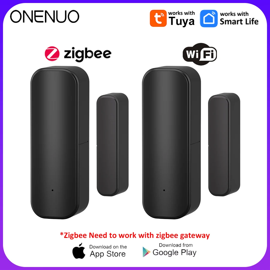 Tuya zigbee/wifi janela porta sensor casa inteligente sem fio porta aberta perto detectores app alarme remoto trabalho com alexa google casa