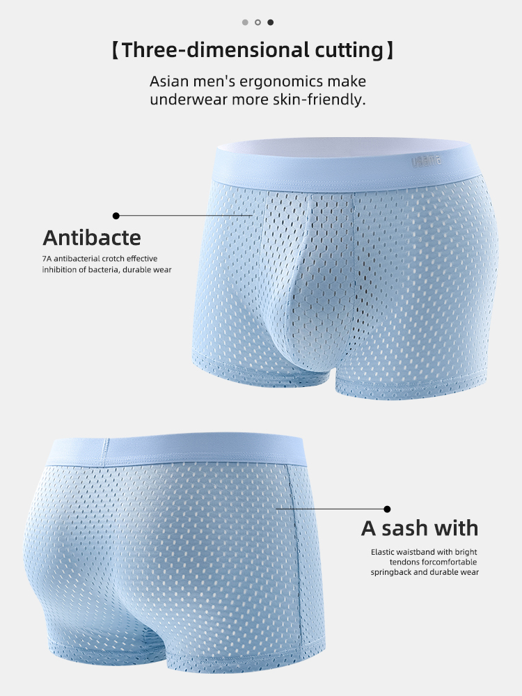 4 szt. Lodowy jedwab męskie bokserki Plus rozmiar fajna oddychająca bielizna Slim Fit seksowna siateczkowa bielizna hurtownia majtek 5001