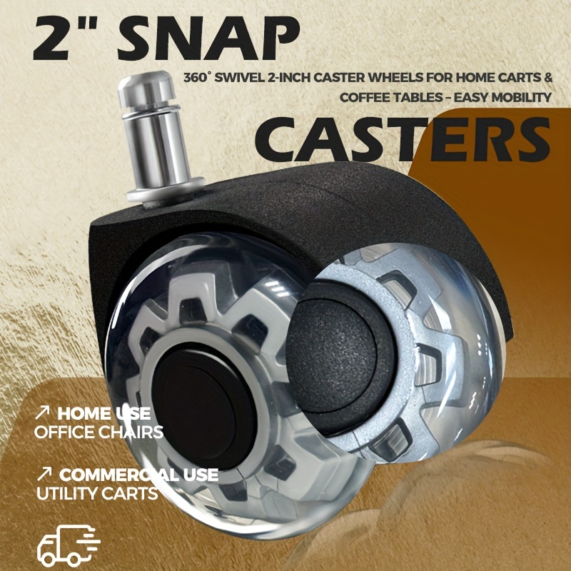 5 rodízios giratórios silenciosos de poliuretano resistente de 2 ", rodas de rolamento suave de substituição para cadeiras de escritório e jogos, móveis