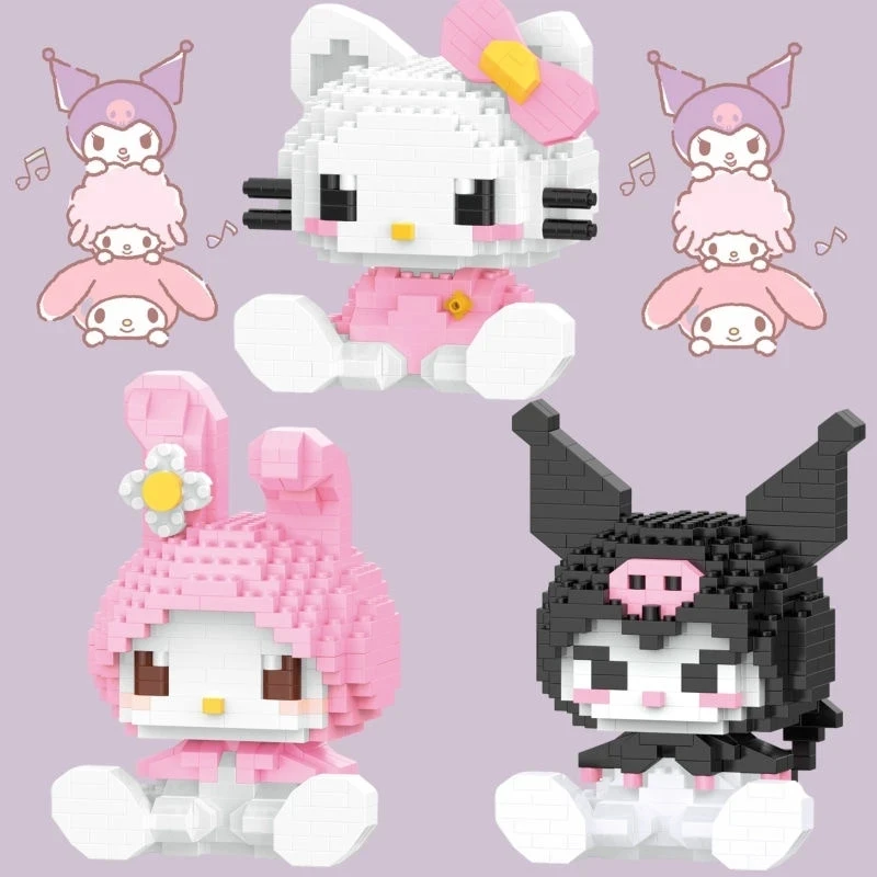 KEEPPLEY Sanrio Anime Hello Kitty My Melody Cinnamoroll Pompompurin Kuromi Bausteine Mädchen Kind Urlaub Weihnachtsgeschenk
