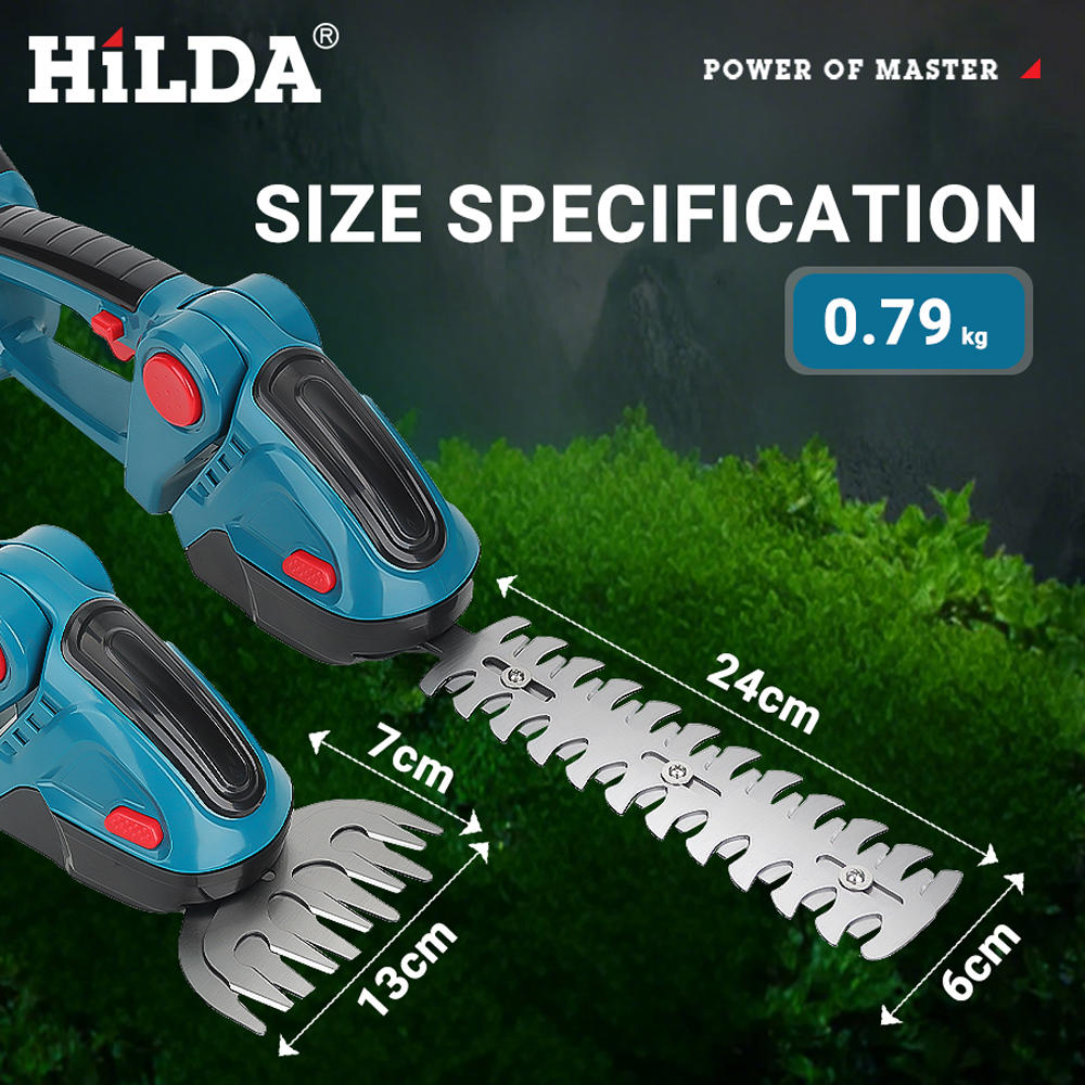 HILDA 2 IN1 Elektrische Heckenschere Cordless Handheld Jäten Beschneiden Schere Strauch Mäher Garten Werkzeug Für Makita 18 V Batterie