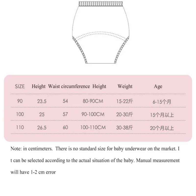 ผ้าอ้อมเด็ก8ชิ้น celana Training ที่รองปัสสาวะผ้าคอตตอนกางเกงขาสั้นผ้าอ้อมเด็กงดผ้าอ้อม