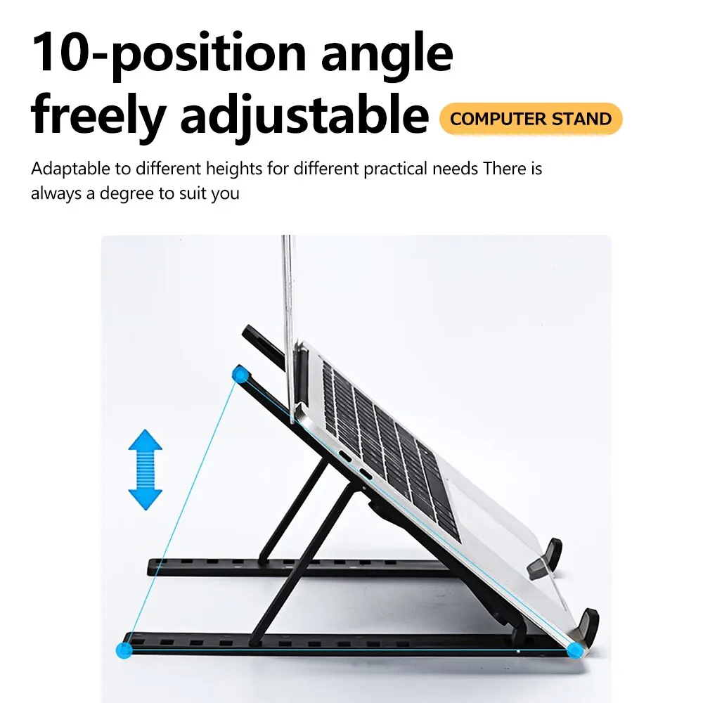 Suporte para laptop, suporte de plástico antiderrapante de dez velocidades ajustável dobrável portátil para hp macbook air pro notebook suporte lif