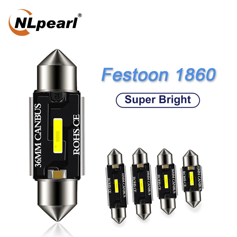 NLpearl 2x C5W LED CSP 1860 lámpara de señal bombilla Canbus 31mm 36mm 39mm 41mm luz de adorno C10W LED luz de techo de lectura Interior de coche