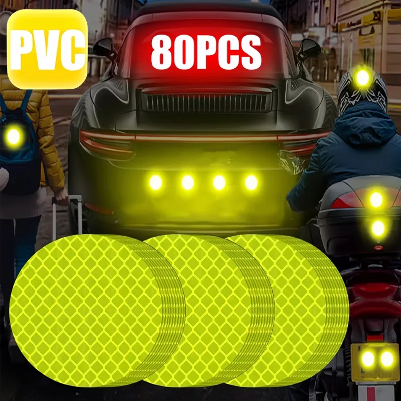 80-10PCS Car Helmet Safety Warning Reflective Stickers Night Safety Driving Warning Stickers Universal Luminous for Night Riding