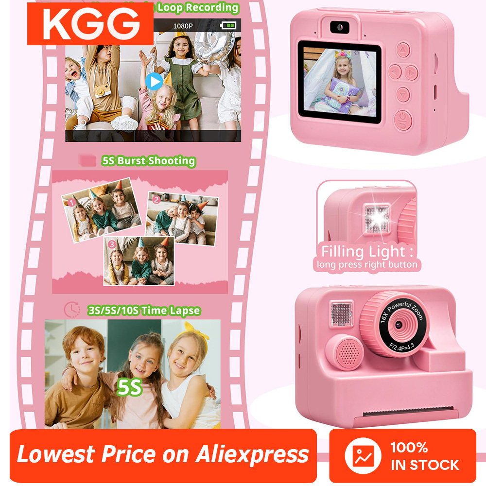 Crianças câmera de impressão instantânea câmera digital 1080p 2.4 ''câmeras duplas térmica impressão instantânea mini brinquedos câmera para meninos meninas presente