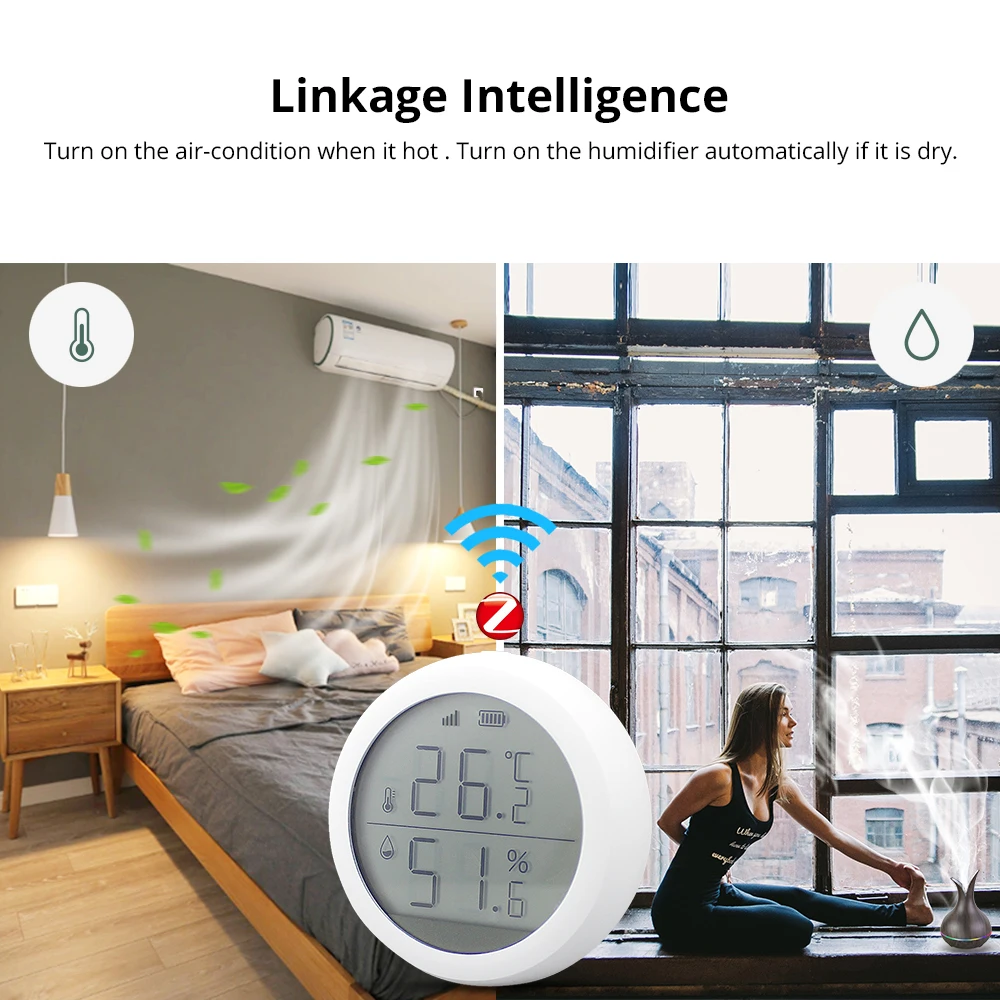 Умный датчик влажности и температуры Tuya Zigbee, дистанционное управление через приложение, работает с умным домом Alexa Google Assistant