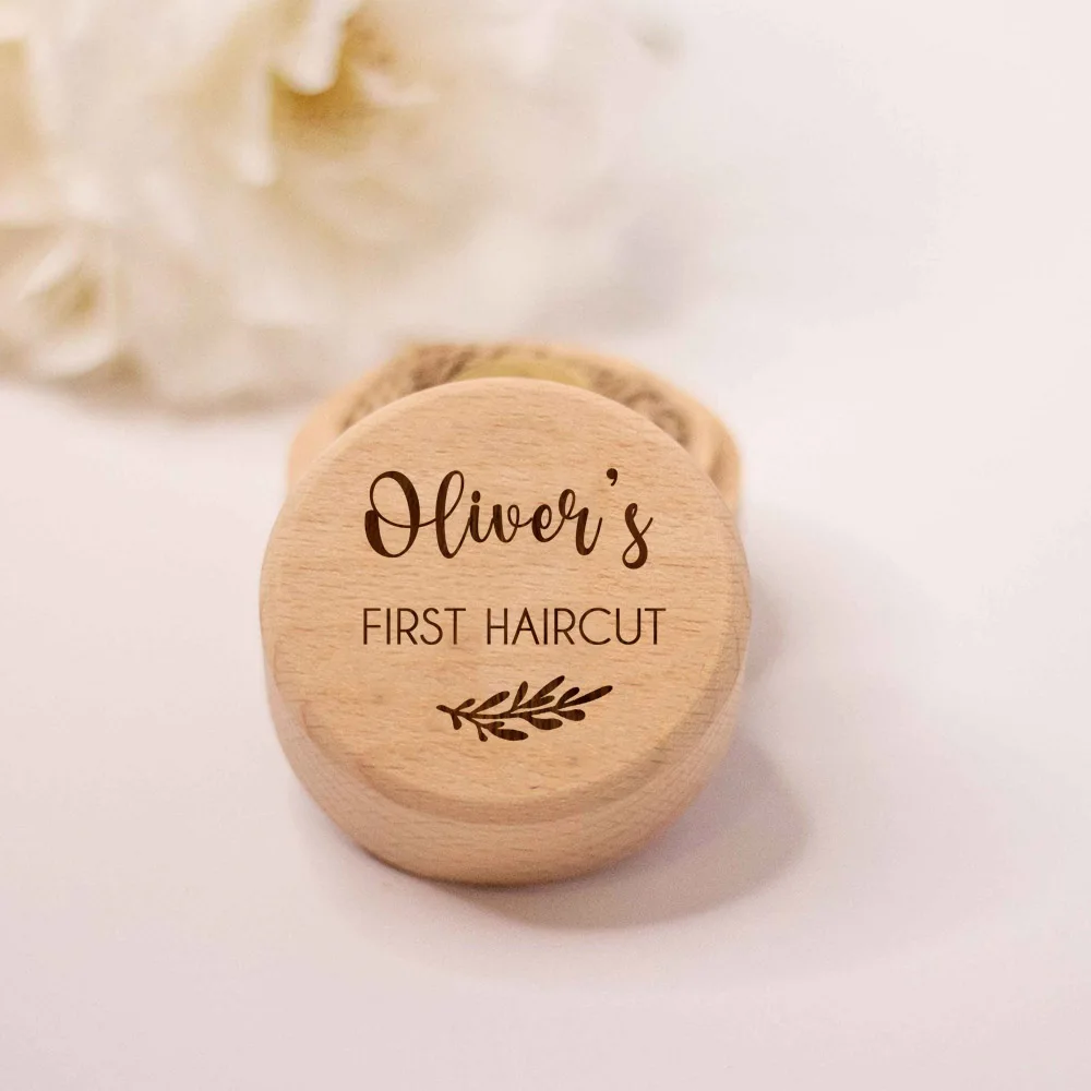 Personalisierte First Curl Baby's First Lock of Hair Keepsake Box, gravierte Holz-Schmuckkästchen, Taufe, Babyparty-Geschenk