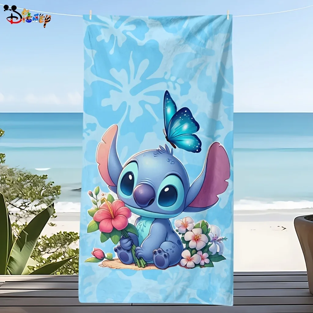 Stitch Beach Towel: Adorable Design with Butterfly and Flowers - Perfect for Summer! Suitable for towels, bath towels