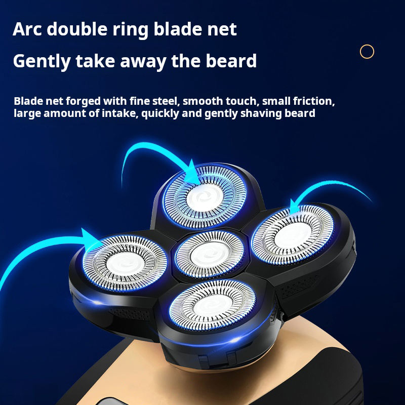 2025New Model Waterproof Rotary Razor Beard Clipper Hair Trimmer Face 5 Headed Electric Shaver Razor Rechargeable Male
