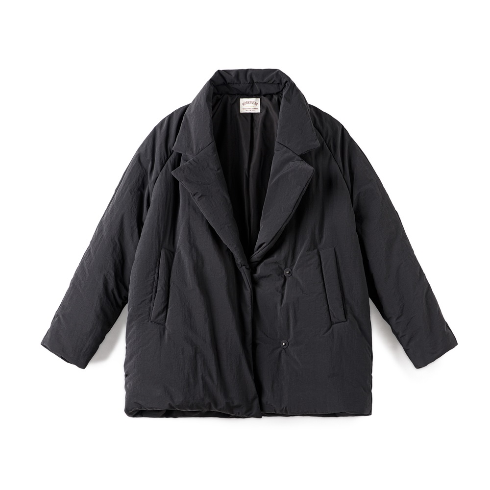 Maden Abrigo acolchado de algodón con cuello informal para mujer, chaqueta acolchada cálida y holgada para ir al trabajo, ropa de abrigo negra versátil para invierno