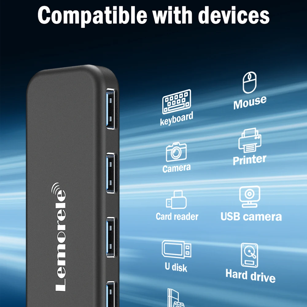 Lemorele USB 3.0 HUB 4 в 1 Адаптер типа C 4-портовый слот USB C Hub USB Hub 3.0 Высокоскоростной для ноутбука Windows Mac