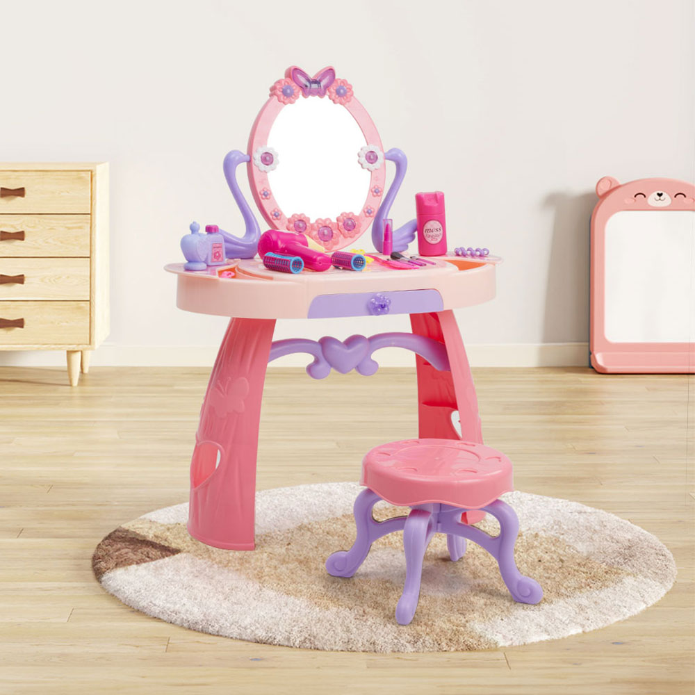 Children's dressing table toy set with stool, mirror, drawer Children's dressing table girl exquisite gift game makeup table