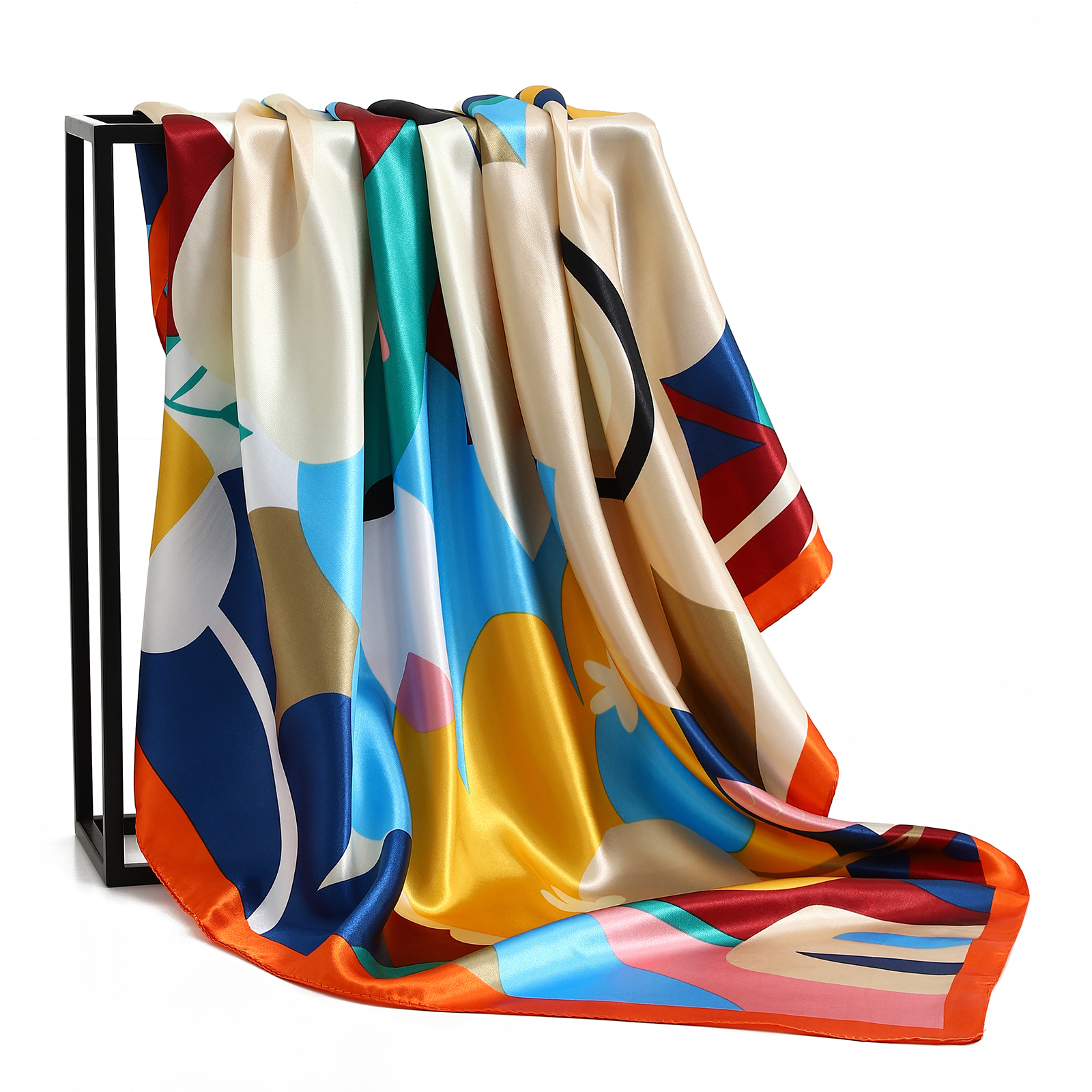 新しい 90*90 センチメートルレトロブランド女性シルクスカーフバンダナファッションボヘミアンパターン正方形ヒジャーブ女性ラップヘッドバンドスカーフマフラー