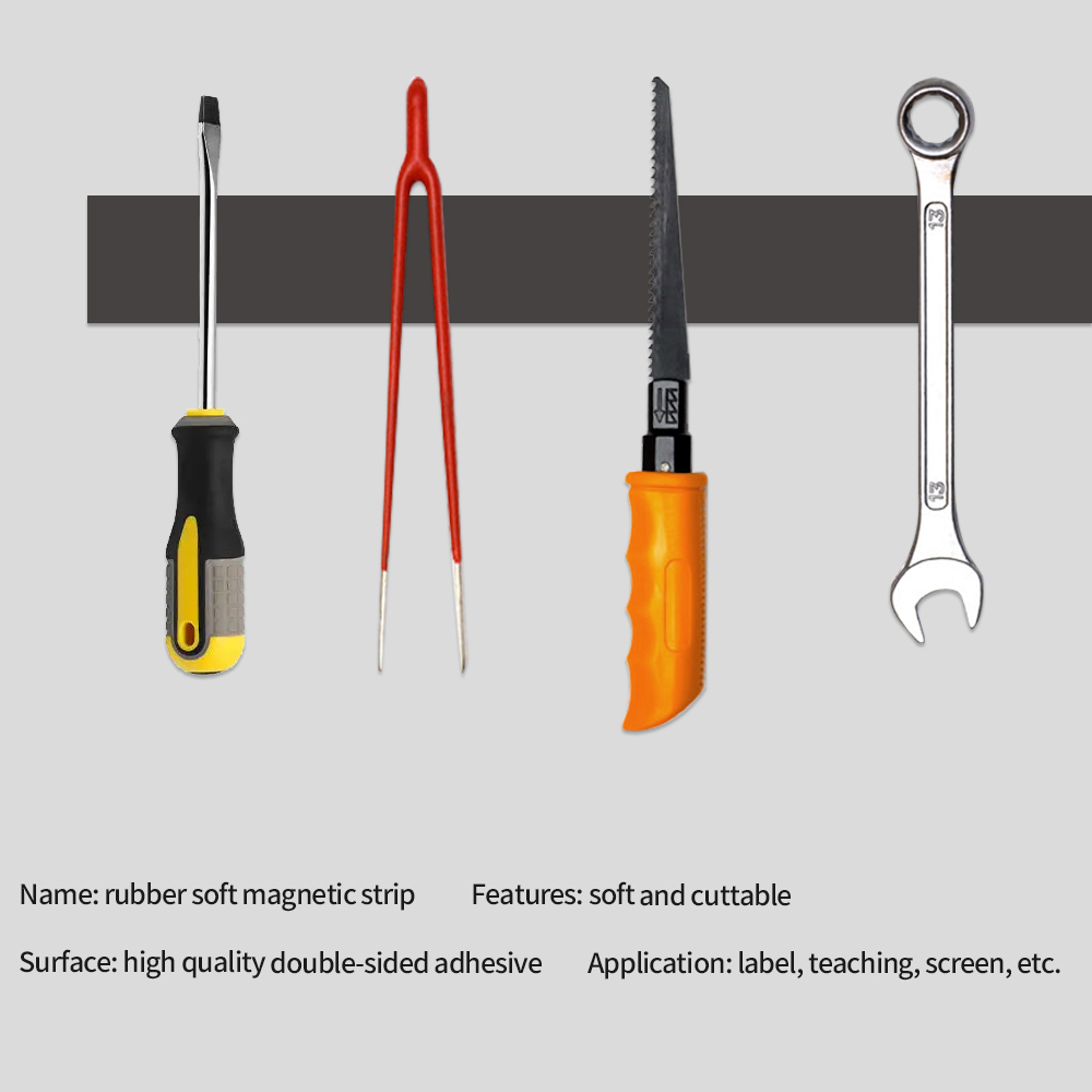 10/15/20/25/30/40/50x1.5mm  Self Adhesive Magnetic Tape Rubber Magnet Tape Strong Flexible Magnet Strip