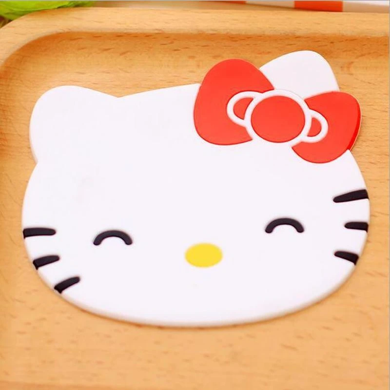 Hello Kitty-Sous-verre isolant de table, créatif et mignon, napperon en polymère, accessoires de cuisine kawaii, cowijk non ald