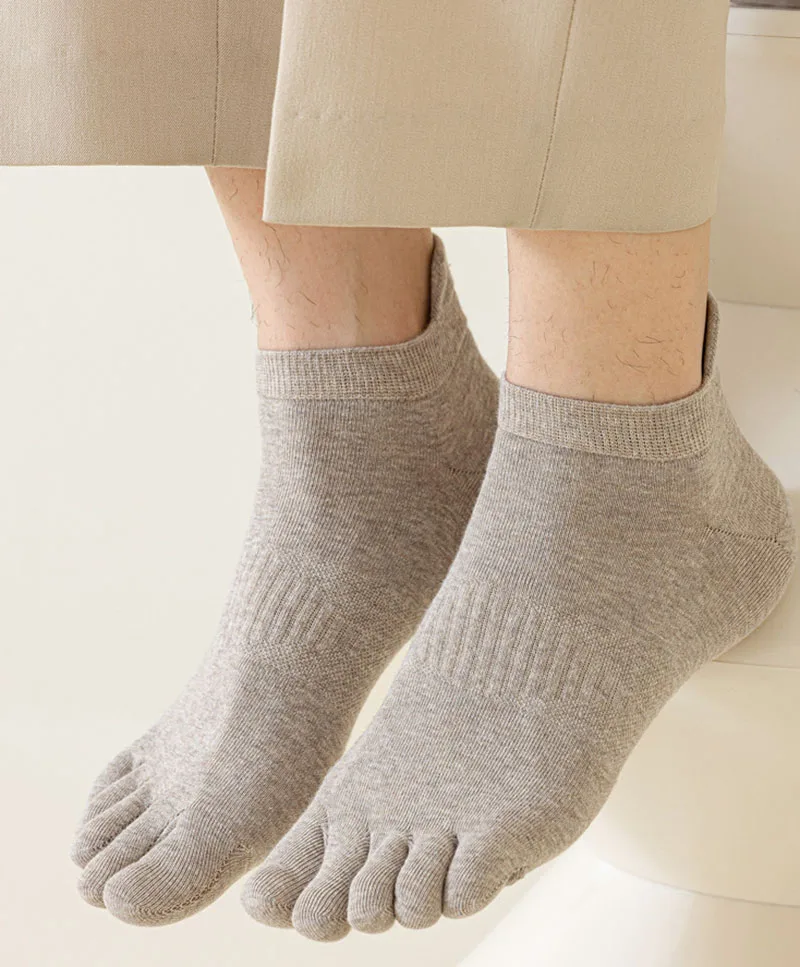 Calcetines cortos de algodón con cinco dedos para hombre, medias transpirables con absorción del sudor, a prueba de olores, hasta el tobillo, para primavera y verano, 2024