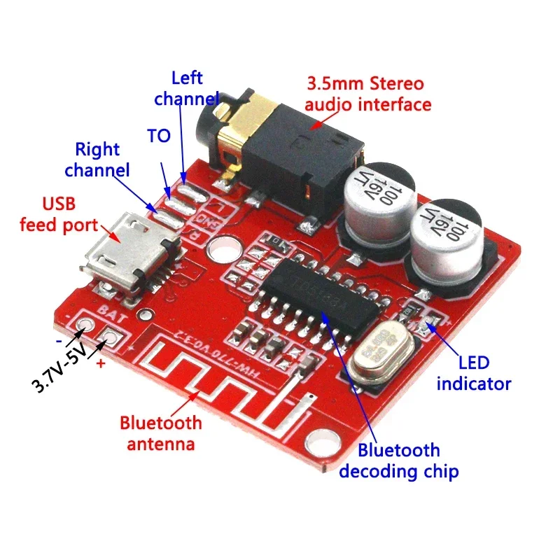 Плата аудио-ресивера с функцией Bluetooth 5,0, MP3, декодер не допускающий потерь, беспроводной стерео музыкальный модуль 3,7-5 в XY-BT-Mini
