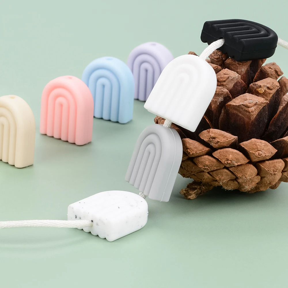 Lofca 40 Chiếc Cầu Vồng Cho Bé Viền Silicone Đồ Chơi Cho Bé Tự Làm Thực Phẩm Miếng Dán Núm Vú Giả Dây Chuyền Vòng Cổ Trang Sức Hoạt Hình Phụ Kiện