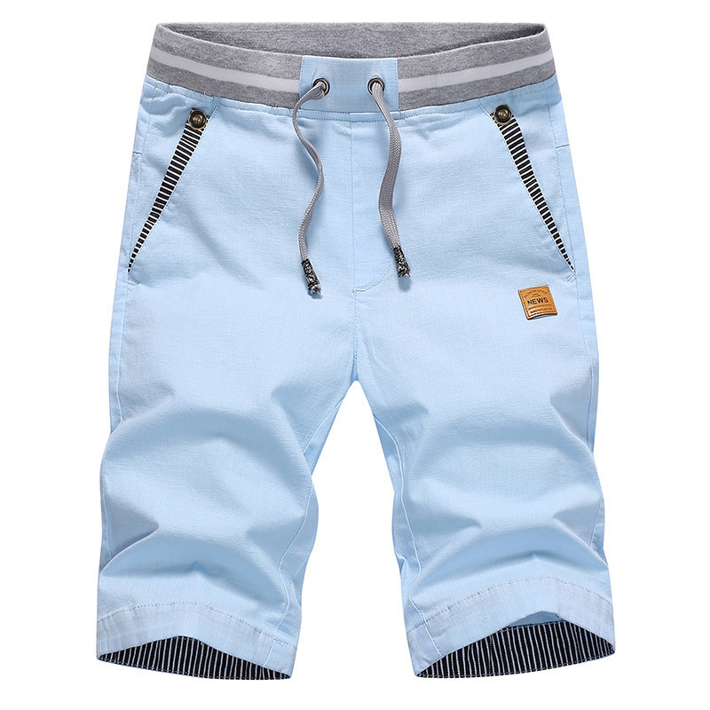 Pantalones cortos de verano 2024 para hombre, pantalones cortos informales de algodón a la moda, Bermudas con cordón para hombre, pantalones cortos de cintura elástica, pantalones cortos de playa para hombre