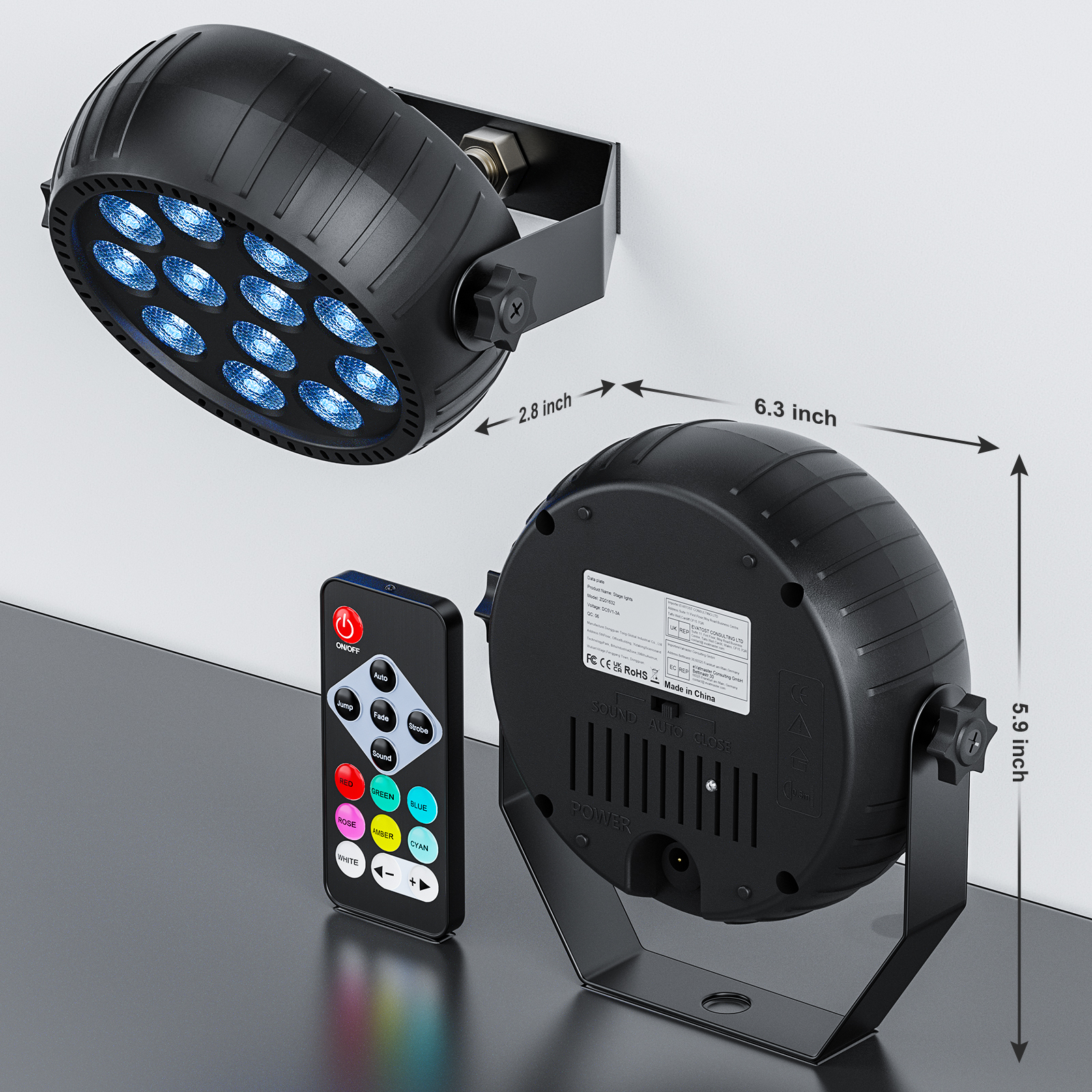 Somspot Mini RGB LED Par lumières effet d'éclairage de scène LED lumière de Projection pour DJ Disco fête vacances Bar Club mariage anniversaire