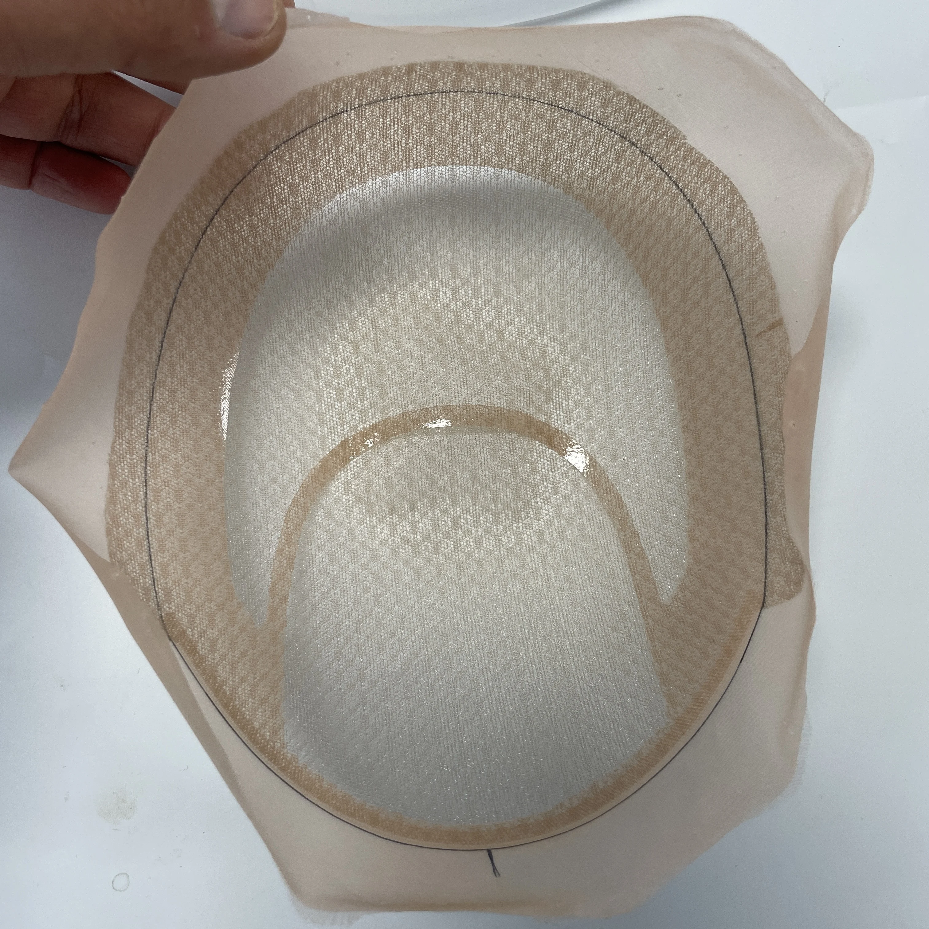 Base de gorro de Peluca de PU de doble capa para hacer Topper de tupé para hombres