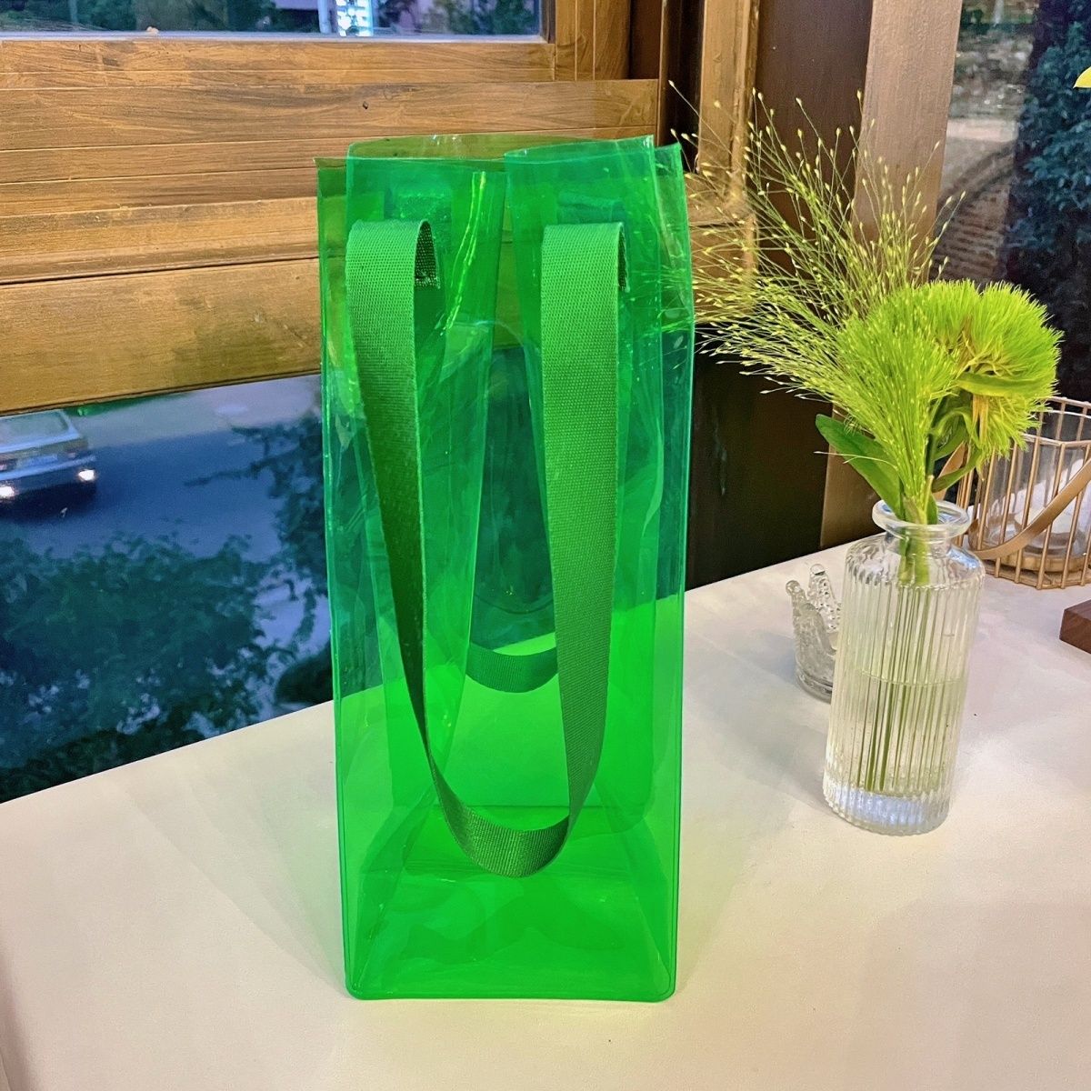 Transparente farbige PVC-Band-Einkaufstasche, wasserdichte Gelee-Aufbewahrungstasche, kleine Geschenktasche mit anpassbarem Logo