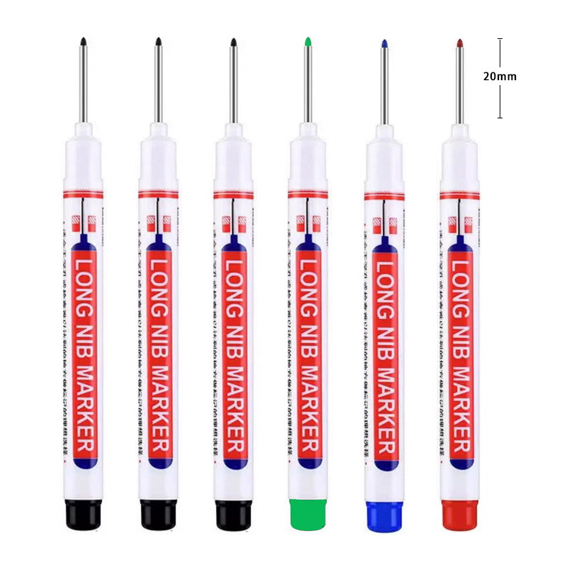 6 개/대 금속 천공 펜에 대 한 20mm 깊은 구멍 긴 펜촉 머리 마커 방수 욕실 목공 장식 다목적