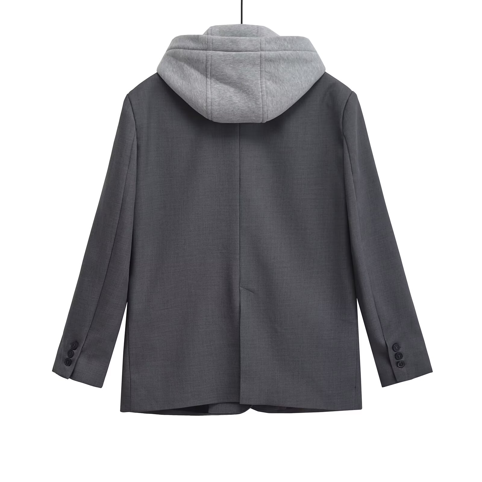 Jaqueta de terno feminino casual único breasted com capuz falso emenda de duas peças outono novo terno jaqueta