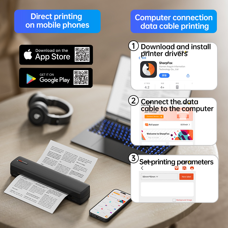 Mini A4 Tattoo Printer Portable Wireless Stencil Printer Tattoo Transfer Thermal Copier Comes