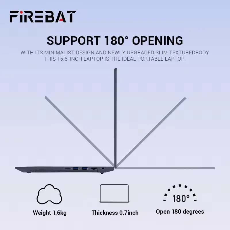 Laptop Firebat AT15 15,6 cala Intel N150 DDR4 16 GB RAM 512 GB 1 TB SSD 1920*1080 Windows 11 Notebook Podświetlana zintegrowana klawiatura numeryczna