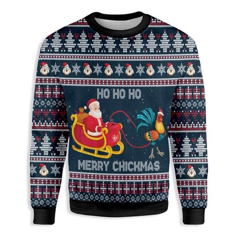 Divertido suéter navideño feo con gráfico de Papá Noel para hombre, moda Otoño Invierno, sudadera con estampado 3D, jerséis informales de gran tamaño