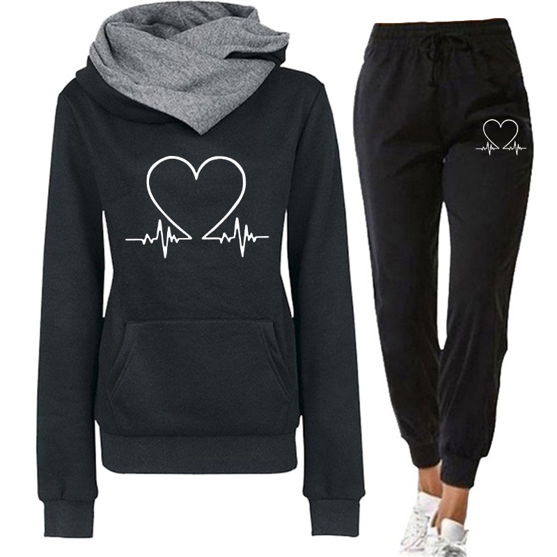 Chándal para mujer, sudaderas cálidas con capucha para otoño e invierno, pantalones de chándal para correr para mujer, ropa versátil de moda para mujer, trajes deportivos