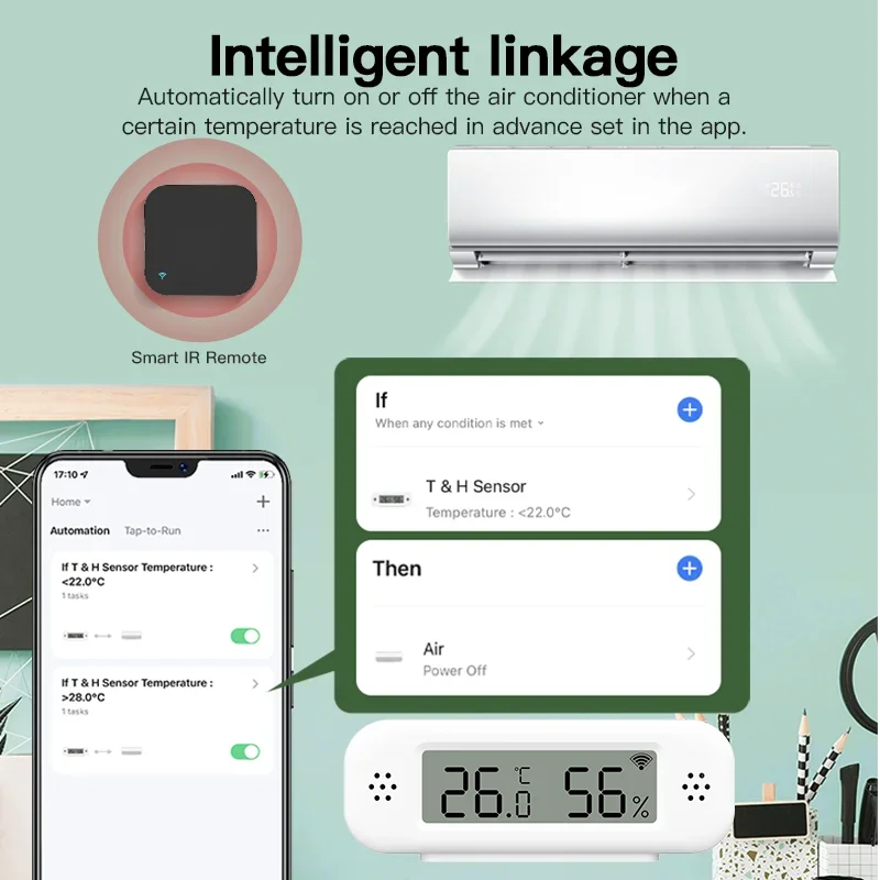 Mini sensor de temperatura e umidade tuya zigbee 3.0, 1 a 4 peças, para casa inteligente, termômetro, higrômetro, aplicativo remoto, trabalho com yandex alexa