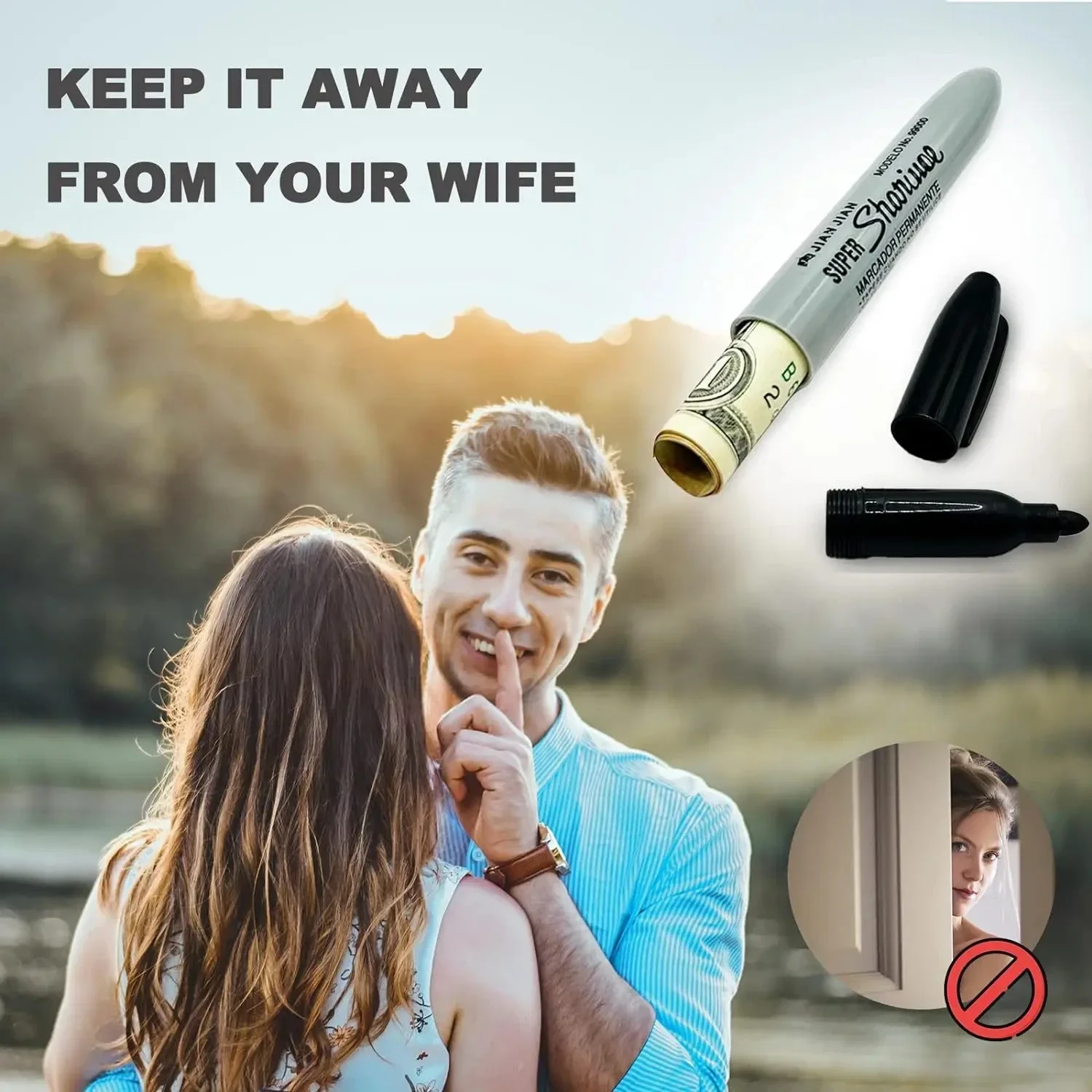 Faux stylo marqueur créatif avec compartiment GNE, diversion de la vue, sans danger pour le bureau à domicile, cacher l'argent du collier, petites objets de valeur, rouge, noir