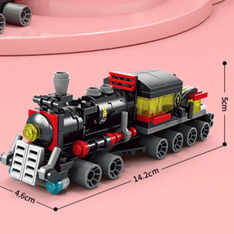 Diy 6 em 1 trem pista robô veículo caminhão blocos de construção kit meninas tijolos filme modelo crianças haste educacional aniversário meninos brinquedos
