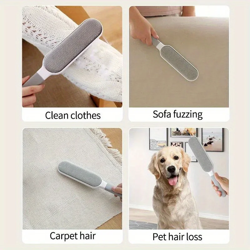 Escova reutilizável para remoção de poeira, removedor de pêlos de animais de estimação de dupla face, escova adesiva eletrostática manual, material de polipropileno durável