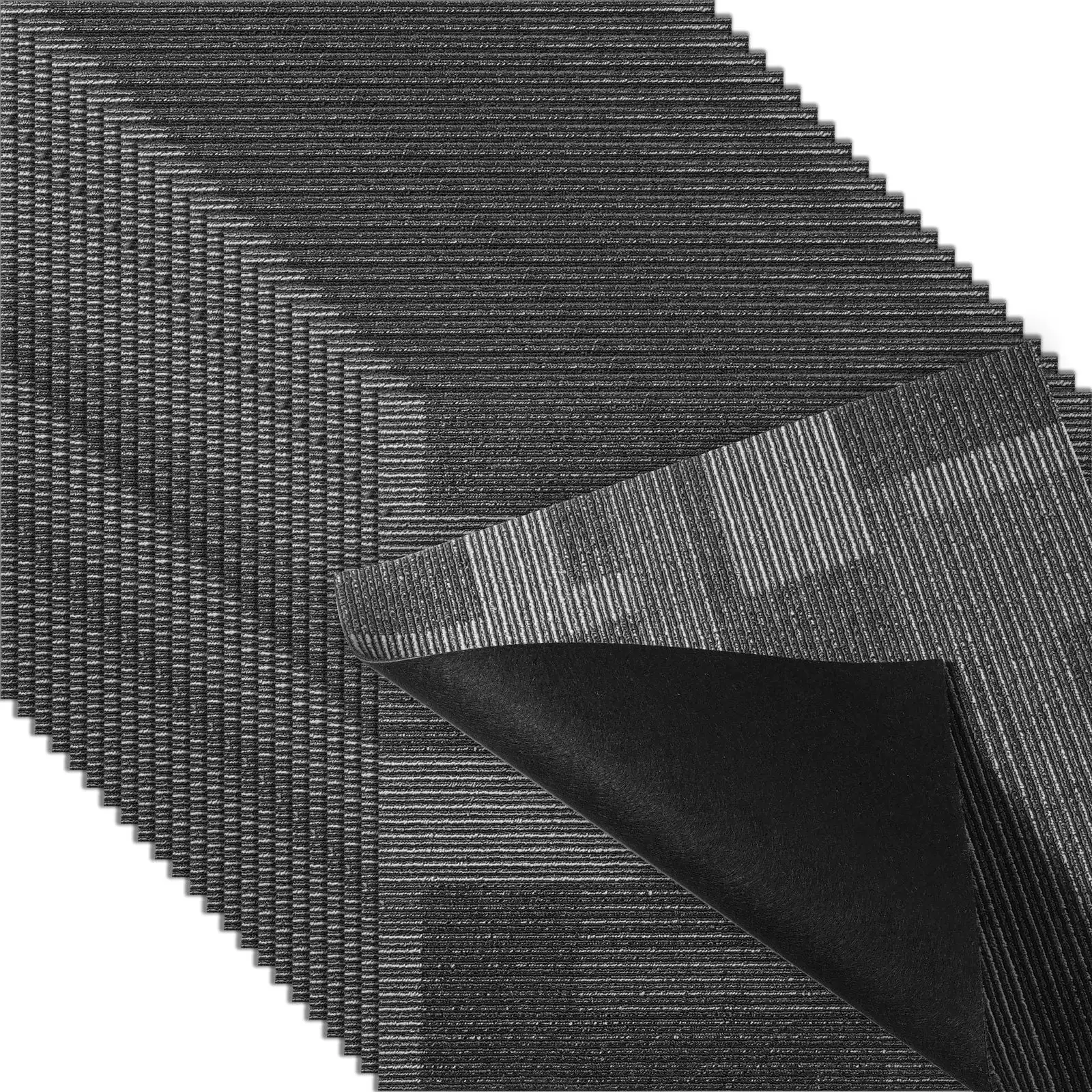 Carpet Tiles Reusable, 24"x 24"Carpet Squares With Padding Attached, Soft Padded Carpet Tiles (24Tiles, Mixed Gray)