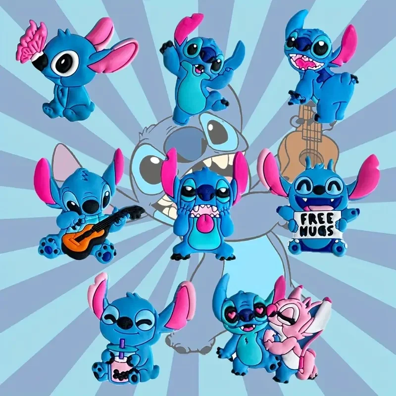 Hot Cartoon Jibbitz Stitch Shoe Charms For Clogs Set of 8 Disney Stitch Themed Shoe Buckles Removable for Decorative Use