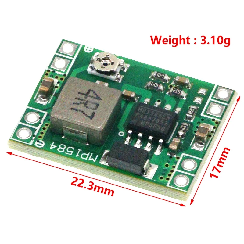 Módulo de fuente de alimentación reductor de DC-DC de tamaño ultrapequeño MP1584EN 3A convertidor Buck ajustable para Arduino reemplazar LM2596