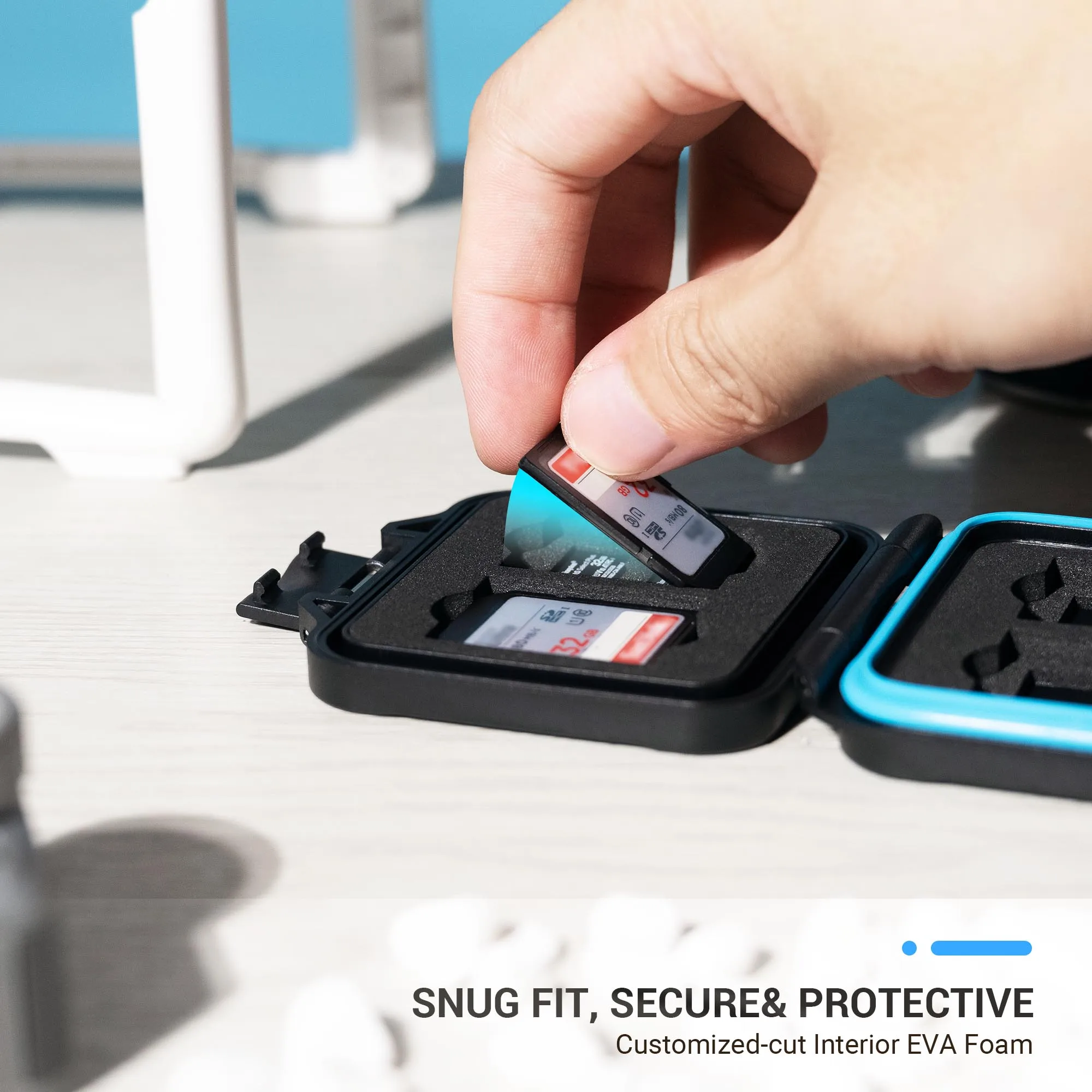 JJC SD Thẻ Micro SD Hộp Đựng Thẻ Nhớ Chống Thấm Nước Lưu Trữ Thẻ Hộp Người Tổ Chức Chống Sốc Bọt Xốp EVA Miếng Lót Cứng thẻ Nhớ Microsd