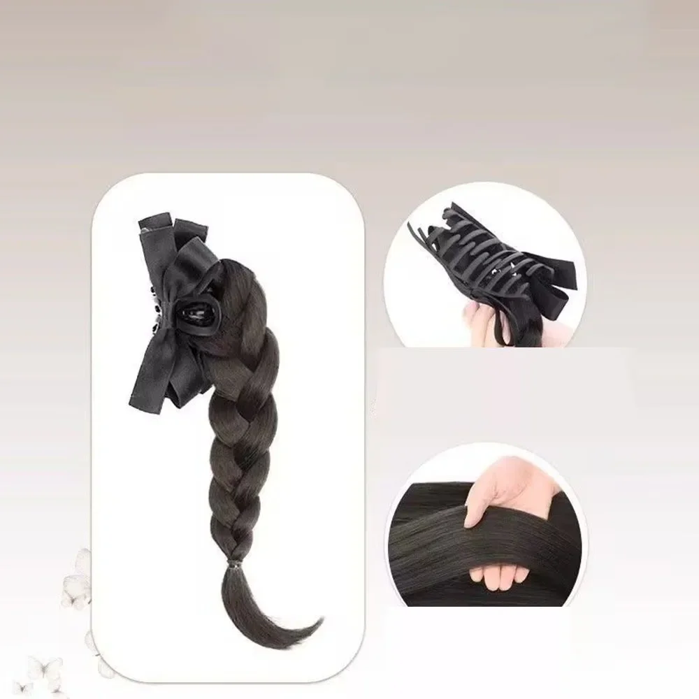 Twist Braid Synthetische Perücke Clip Bogen Hohe Pferdeschwanz Temperament Süße Natürliche Simulation Zurück Kopf Braid Haar Clip Perücke Tasche