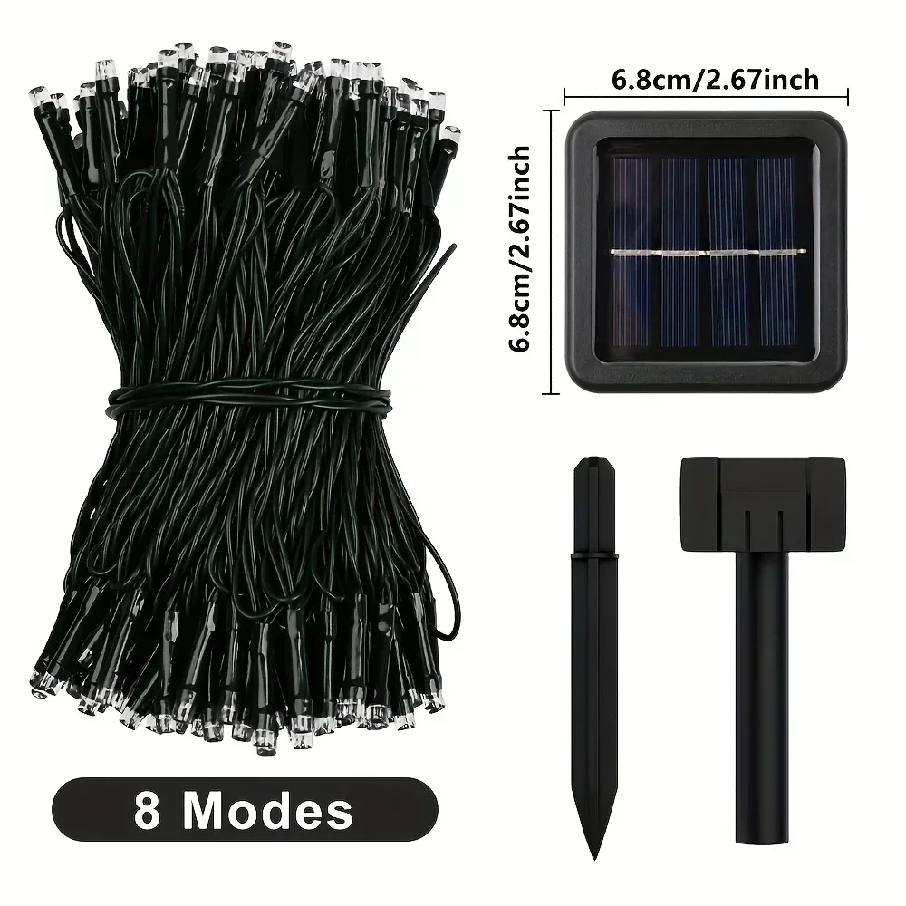 Solar Powered 50/100 LED Fairy Lights 8 Lighting Modes IP65 Waterproof Outdoor String Lights for Garden Wedding Christmas Decor