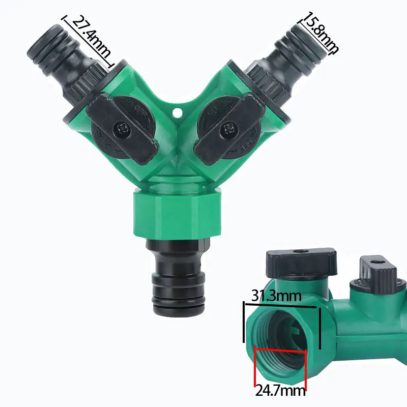 2 WAY Garden Hose Splitter สวนท่อเชื่อมต่อก๊อกน้ํารดน้ําปิดสําหรับภูมิทัศน์ดอกไม้ปลูกชลประทาน
