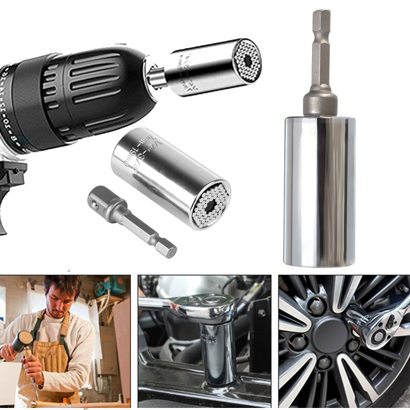 Juego de herramientas de tornillo de taladro manual eléctrico, varilla de extensión de llave multiusos, enchufe mágico multifuncional de 7 a 19mm
