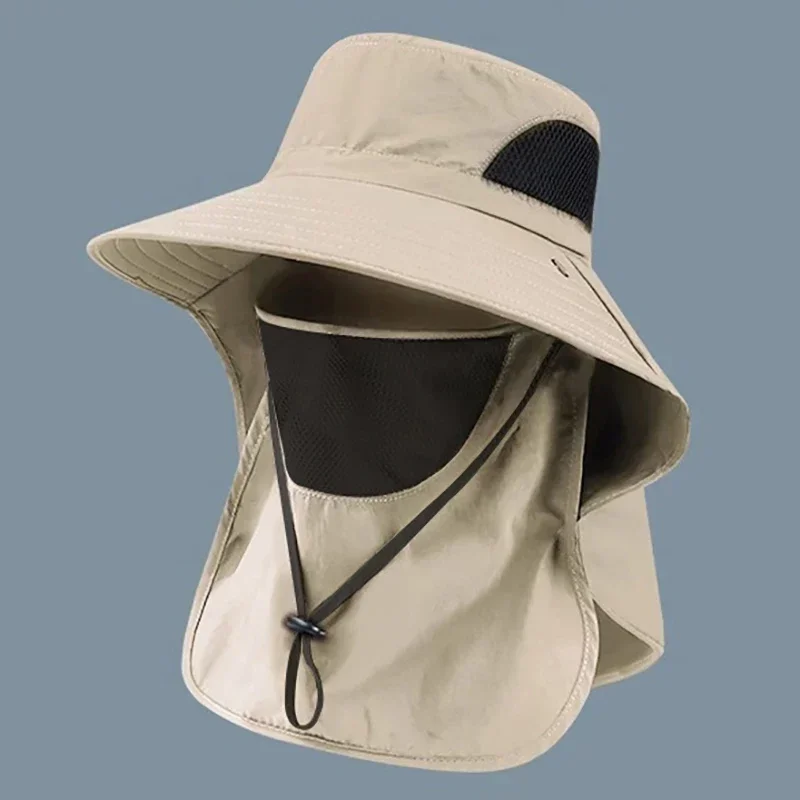 Chapéu balde com proteção UV ao ar livre – Chapéu de sol com aba no pescoço para caminhadas, pesca e camping