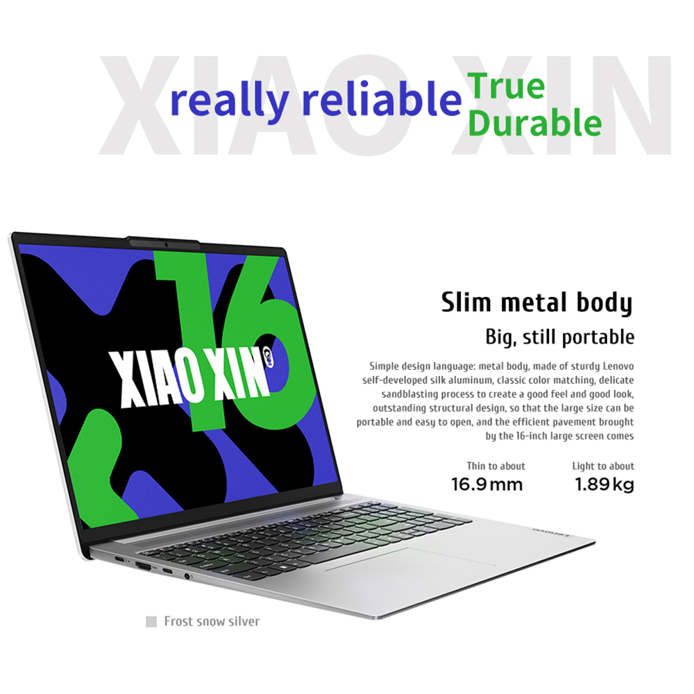 Lenovo Xiaoxin 16 2024 Laptop Intel Core i5-13420H 32 GB/16 GB DDR5X RAM 512 GB SSD 16 Zoll 100 % sRGB Bildschirm Notebook-PC