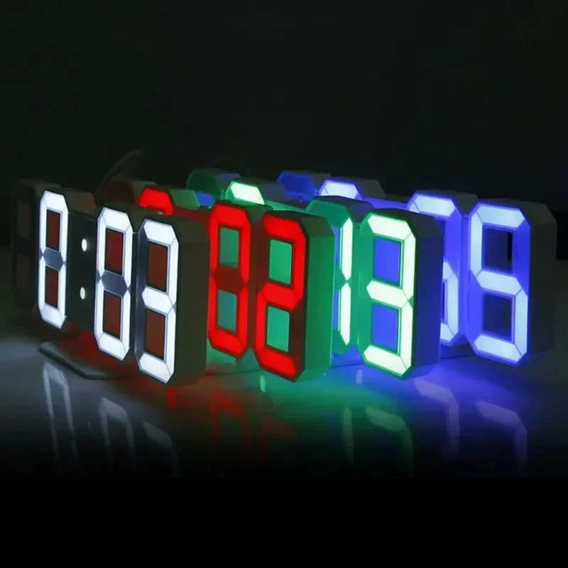 Reloj Digital LED 3D, decoración de pared, modo nocturno brillante, decoración para dormitorio, reloj electrónico ajustable, decoración de habitación, estética