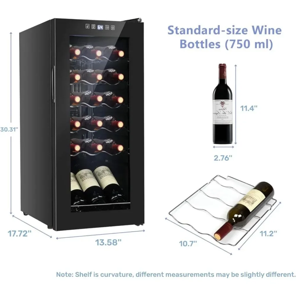 18 Bottle Wine Fridge, Freestanding Compressor Wine Cooler Refrigerator, Beverage Wine Chiller with Digital Temperature Control