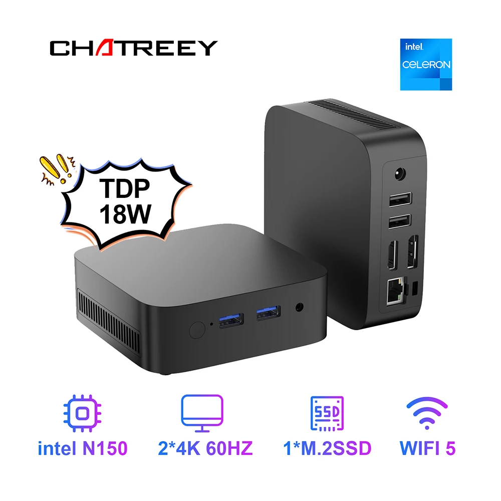 T10 Mini PC Intel Alder Lake N150 Windows 11 Computer tascabile ultra piccolo Uscita 4K 60Hz Wifi5 BT4.2